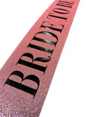 Pembe Üzeri Siyah Büyük Bride To Be Yazılı Simli Işıltılı Kuşak Kemer 10 cm Genişlik (4944)