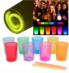 Karanlıkta Yanan Gece Işığı Mega Glow Bardaklar 8 Adet 8.5 x 10.5 cm (4944)