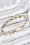 Pirinç Zirkon Taşlı XOXO Model Gümüş Ve Gold Renk Kadın Bileklik - TJ-BB7563