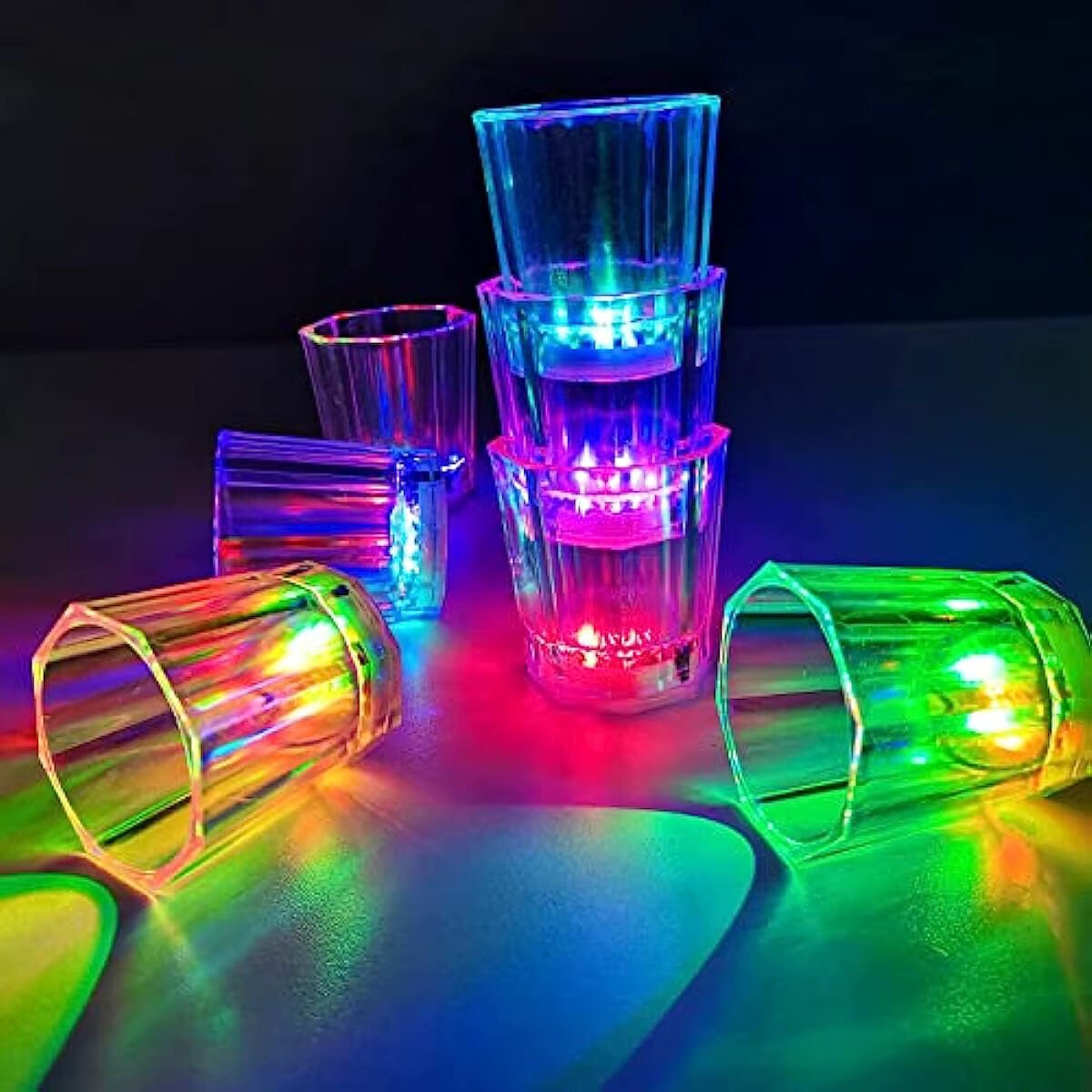 Renkli Led Parlayan Fiber Optik Glow Işıklı Bardak 5,5 x 5,5 cm (4944)
