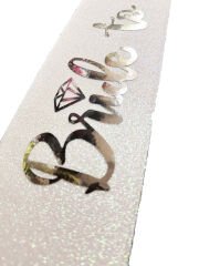 Beyaz Üzeri Gümüş İtalik Alyanslı Bride To Be Yazılı Simli Işıltılı Kuşak Kemer 10 cm Genişlik (4944)