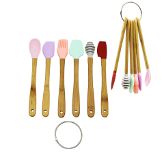 6 PARÇA  MiNİ AHŞAP SAPLI SİLİKON MUTFAK SET (4944)