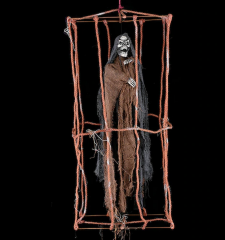 Ürpertici Scary Halloween Sesli Hareketli Sensörlü Siyah Kuru Kafa Dekor 90 cm