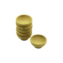 6 ADET MİNİ AHŞAP BAMBU LOKUMLUK - ÇEREZLİK KASE DERİNLİK: 1.5CM  - ÇAP: 6.2CM (4944)
