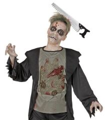 Kafaya Saplanmış Halloween Kanlı Testere Şaka Tacı (4944)