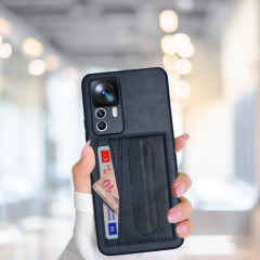 XİAOMİ Mİ 12T-12T PRO UYUMLU KARTLIKLI STANDLI LÜX DERİ KILIF LACİVERT