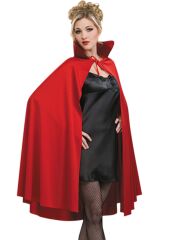 Kırmızı Renk Yakalı Halloween Pelerin 90 cm