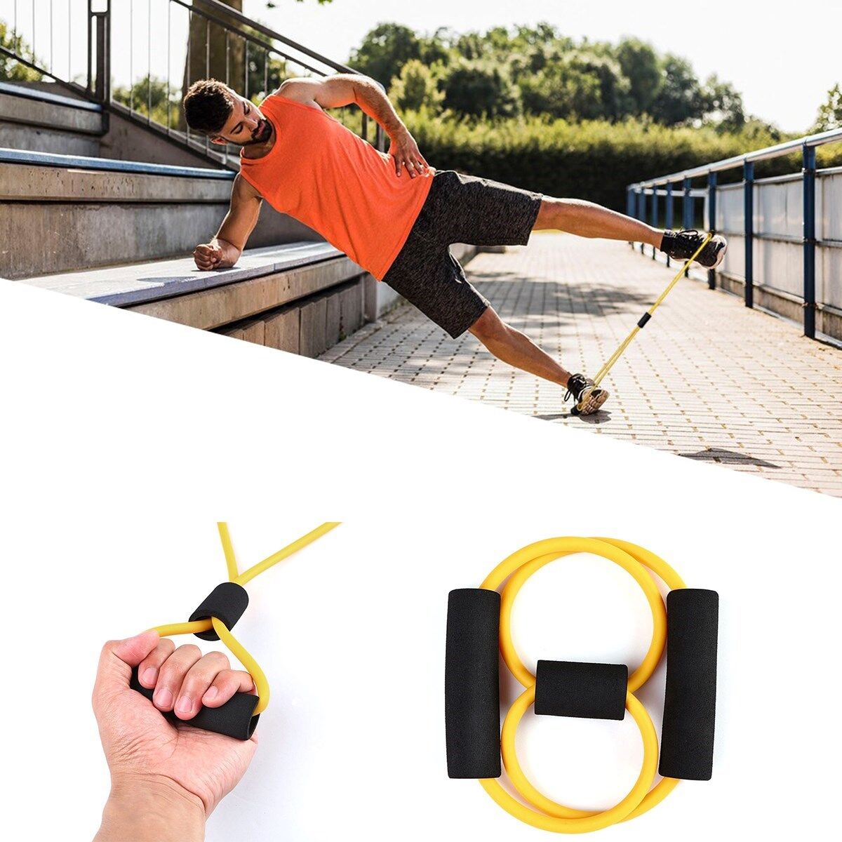 8 Şeklinde Direnç Bandı Yoga Plates Ve Vücut Geliştirme Egzersiz Bandı (4944)