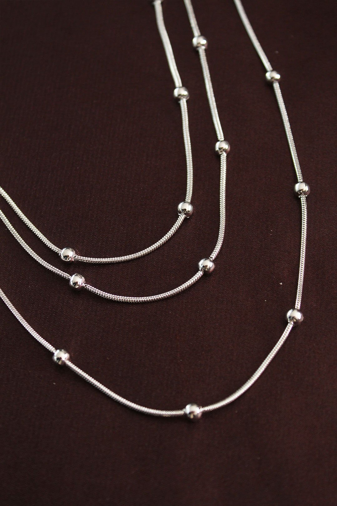 316L Çelik Gümüş Renk Minimal Topçuk Model Çoklu Kolye - TJ-BKO6332