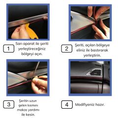 Mavi Araba Oto Trim Dekorasyon Şeridi Kauçuk Elastik Kolay Kurulum 5 metre Şerit Bant (4944)
