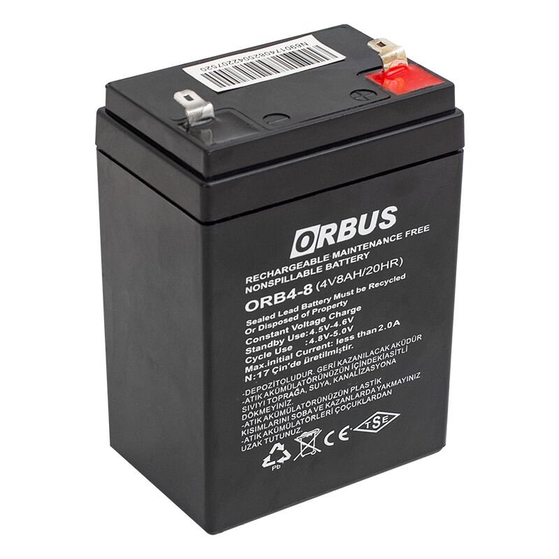 AKÜ 4 VOLT 8 AMPER ORBUS ORB4-8  (68 X 45 X 95 MM) (4944)