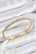 Pirinç Zirkon Taşlı Vintage Model Gold Renk Kadın Kelepçe - TJ-BB7580