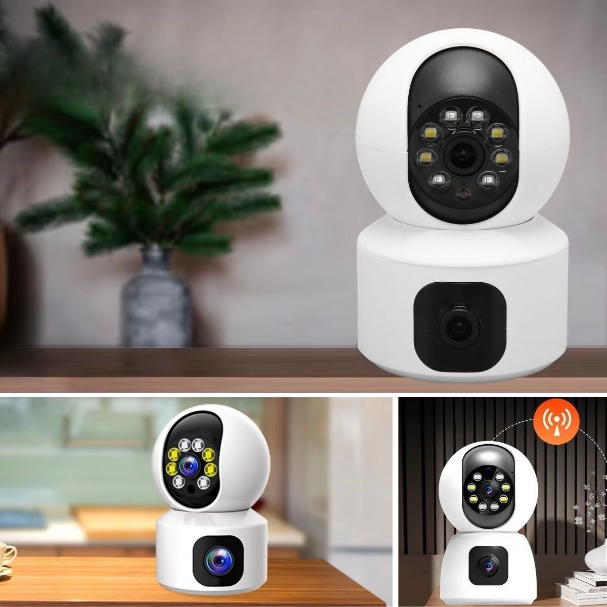 Çift Kameralı Wifi Bağlantılı Gece Görüşlü Ev Tipi Güvenlik Kamerası (4944)