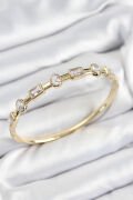 Pirinç Zirkon Taşlı Geometrik Model Model Gold Renk Kadın Kelepçe - TJ-BB7581