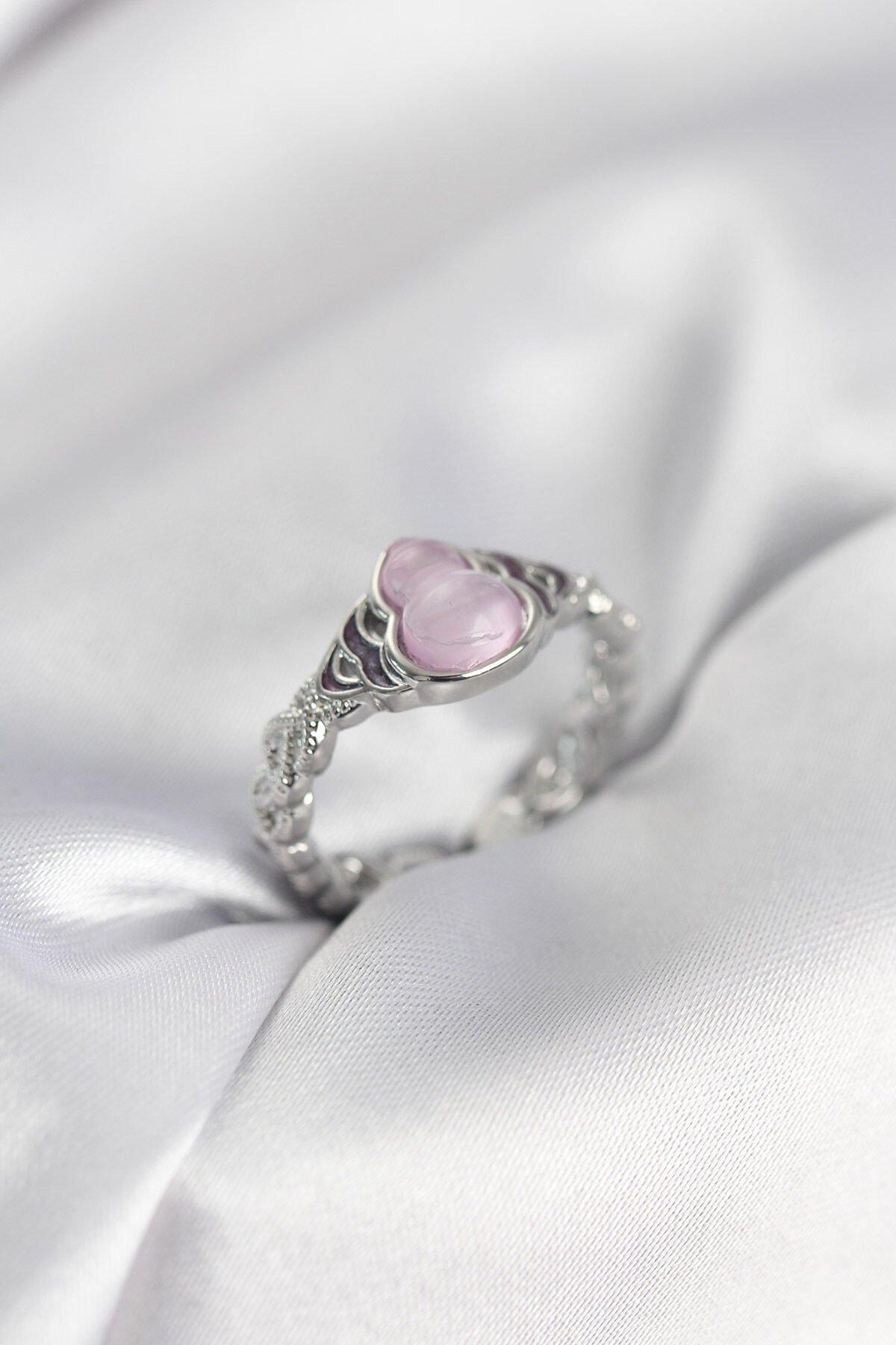 Gümüş Renk Pembe Damla Model Kadın Yüzük - TJ-BYK4000