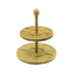 5 BÖLMELİ - YUVARLAK - 2 KATLI  AHŞAP BAMBU SUNUMLUK  ÇAP: 19.5CM -- 24.5CM (4944)