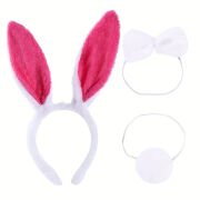 Fuşya Pembe Tavşan Kulak Papyon Kuyruk 3'lü Parti Seti