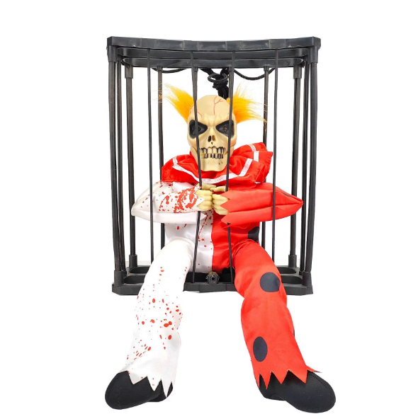 Hareketli Sesli Sensörlü Mahkum Joker İskelet Dekorasyon 22x27 cm (4944)