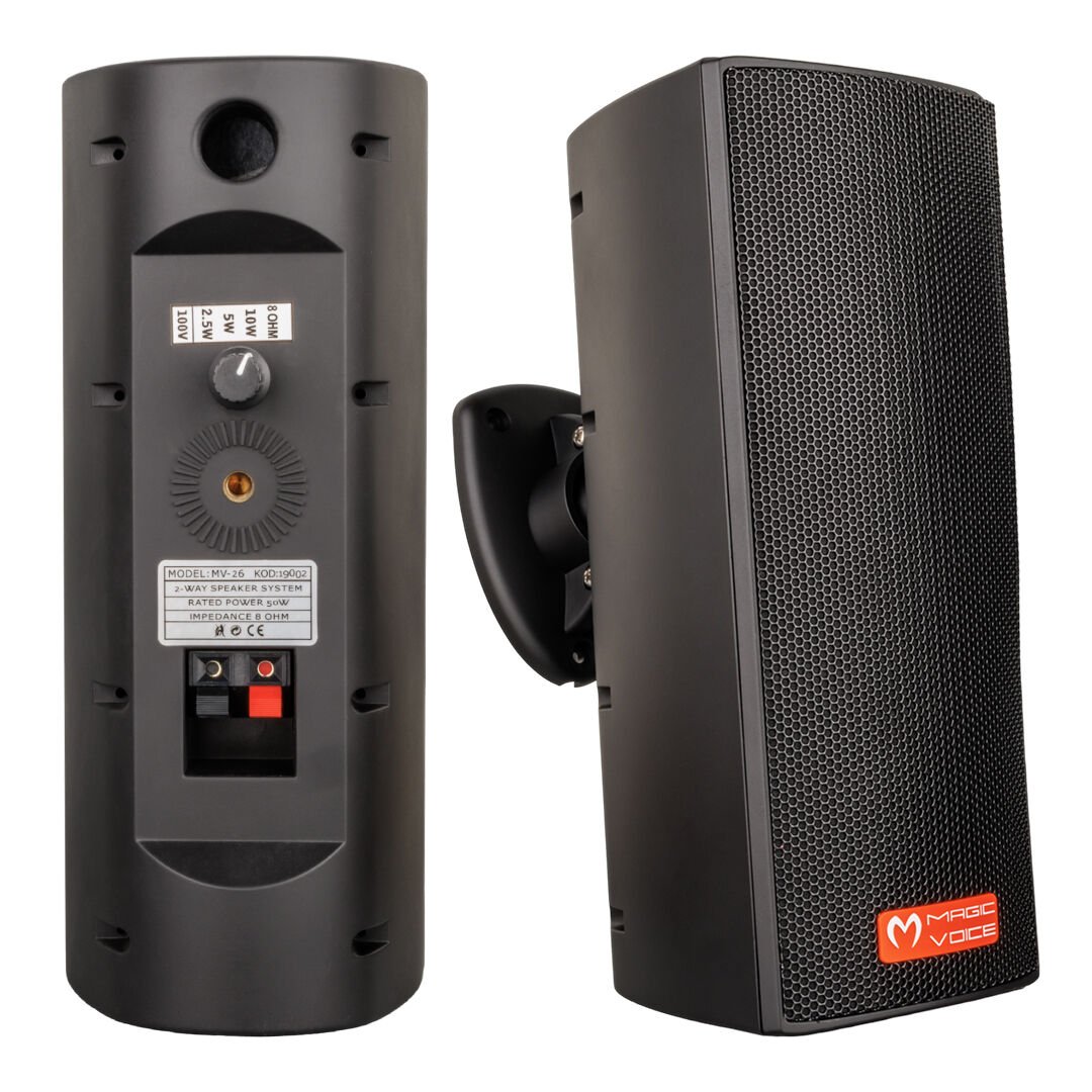 MAGICVOICE MV-26 2*7.5 CM 50 WATT 2Lİ TAKIM SİYAH TRAFOLU SÜTUN HOPARLÖR (4944)