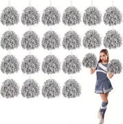 10 Çift ( 20 Adet ) Gümüş Renk 23 Nisan 19 Mayıs 29 Ekim Okul Gösteri Ponponları