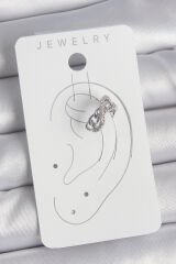 Pirinç Gümüş Renk Zirkon Taşlı Zincir Sonsuzluk Model Kadın Kıkırdak Küpe - TJ-BKP10553