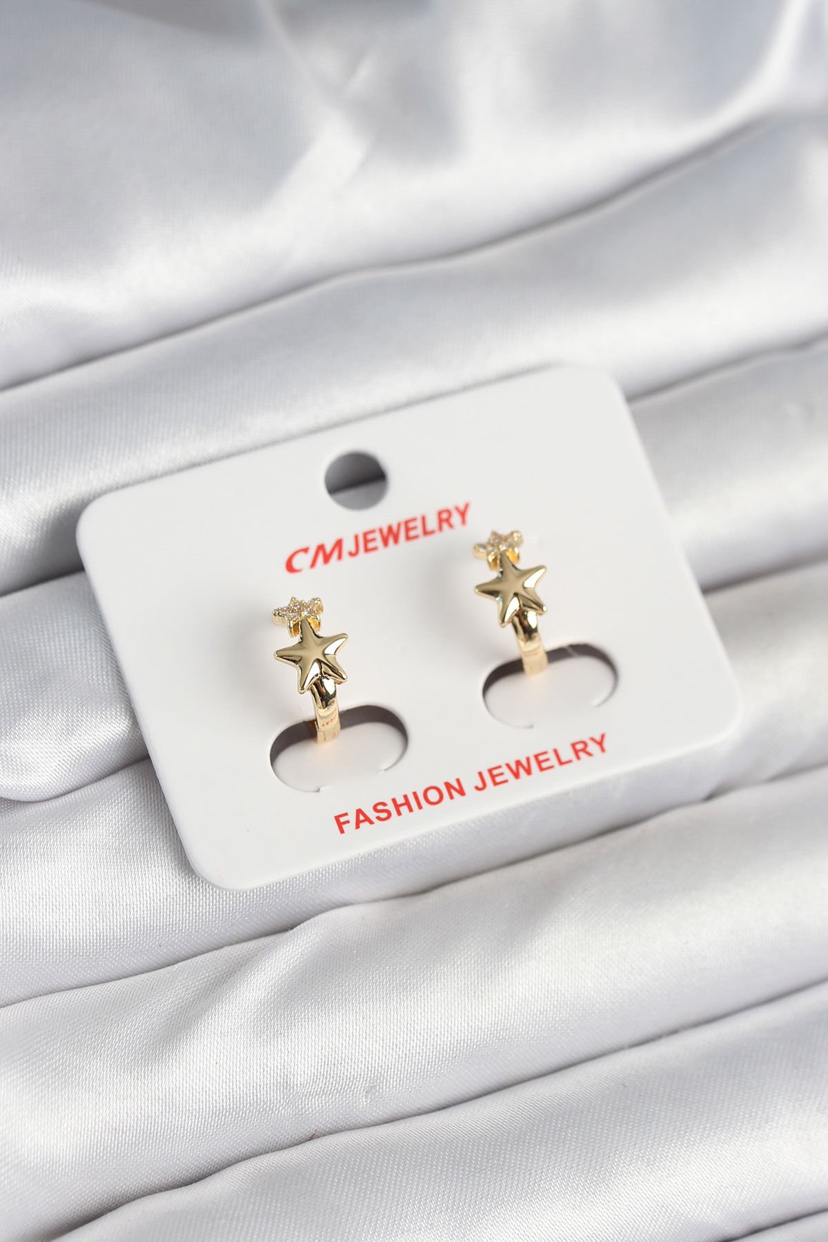 Pirinç Gold Renk Yıldız Kadın Küpe - TJ-BKP11242