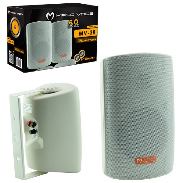 MAGICVOICE MV-38 11 CM 50 W BEYAZ SÜTUN HOP 2Lİ TAKIM TRAFOLU (4944)