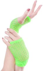 Neon Yeşil Renk Kısa Boy Fileli Örgü Eldiven