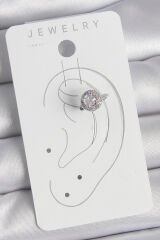 Pirinç Gümüş Renk Zirkon Taşlı Kadın Kıkırdak Model Küpe - TJ-BKP10559
