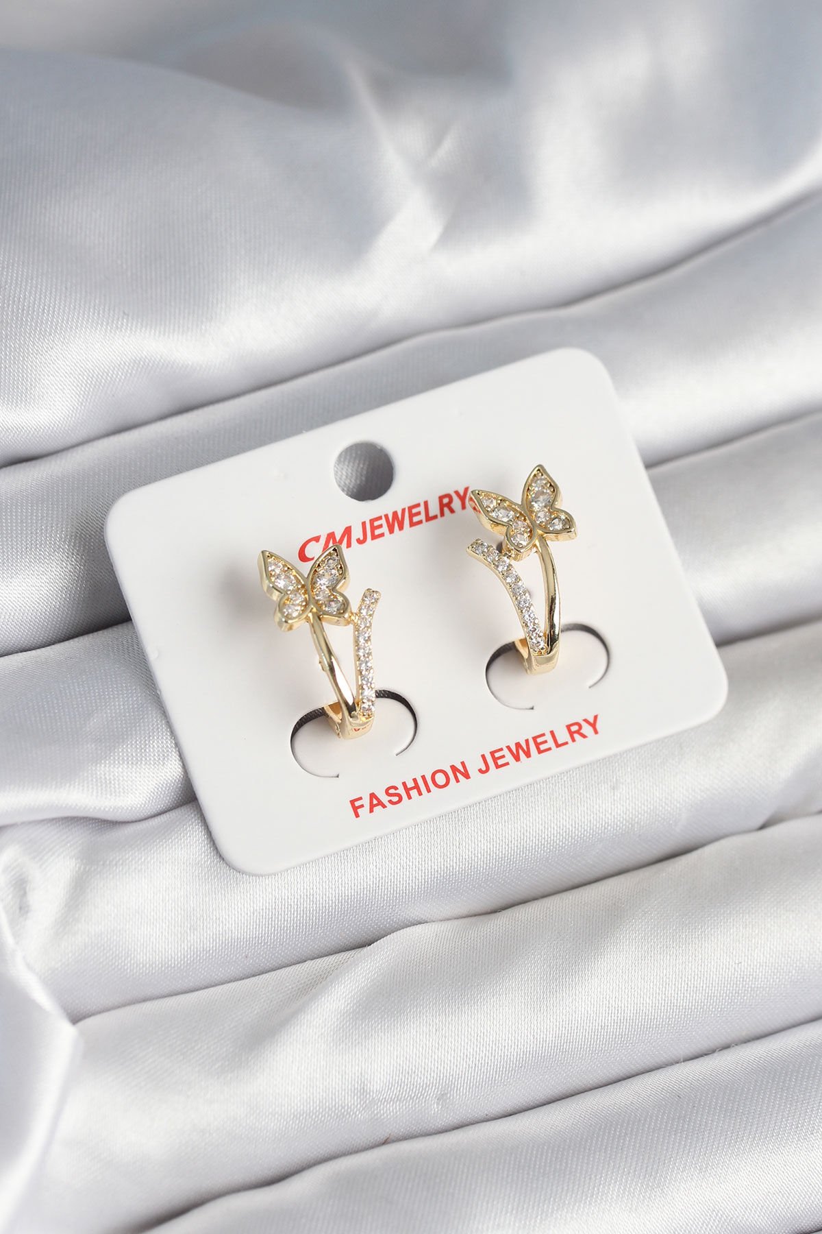 Pirinç Gold Renk Zirkon Taşlı Kelebek Model Kadın Yüzük - TJ-BKP11248