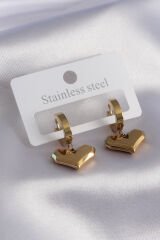 316L Çelik Gold Renk Kalp Model Kadın Küpe - TJ-BKP7460
