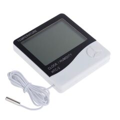 İç ve Dış Ortam Sıcaklığını Ölçebilen LCD Ekran Saat Göstergeli Alarmlı Nem Ölçer Termometre (4944)