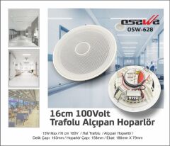 OSAWA OSW-628 16CM TWEETERLİ 100 VOLT TRAFOLU ALÇIPAN HOPARLÖR (4944)