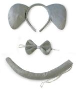 Fil Kostümü Aksesuar Seti 3 lü - Taç Papyon Kuyruk