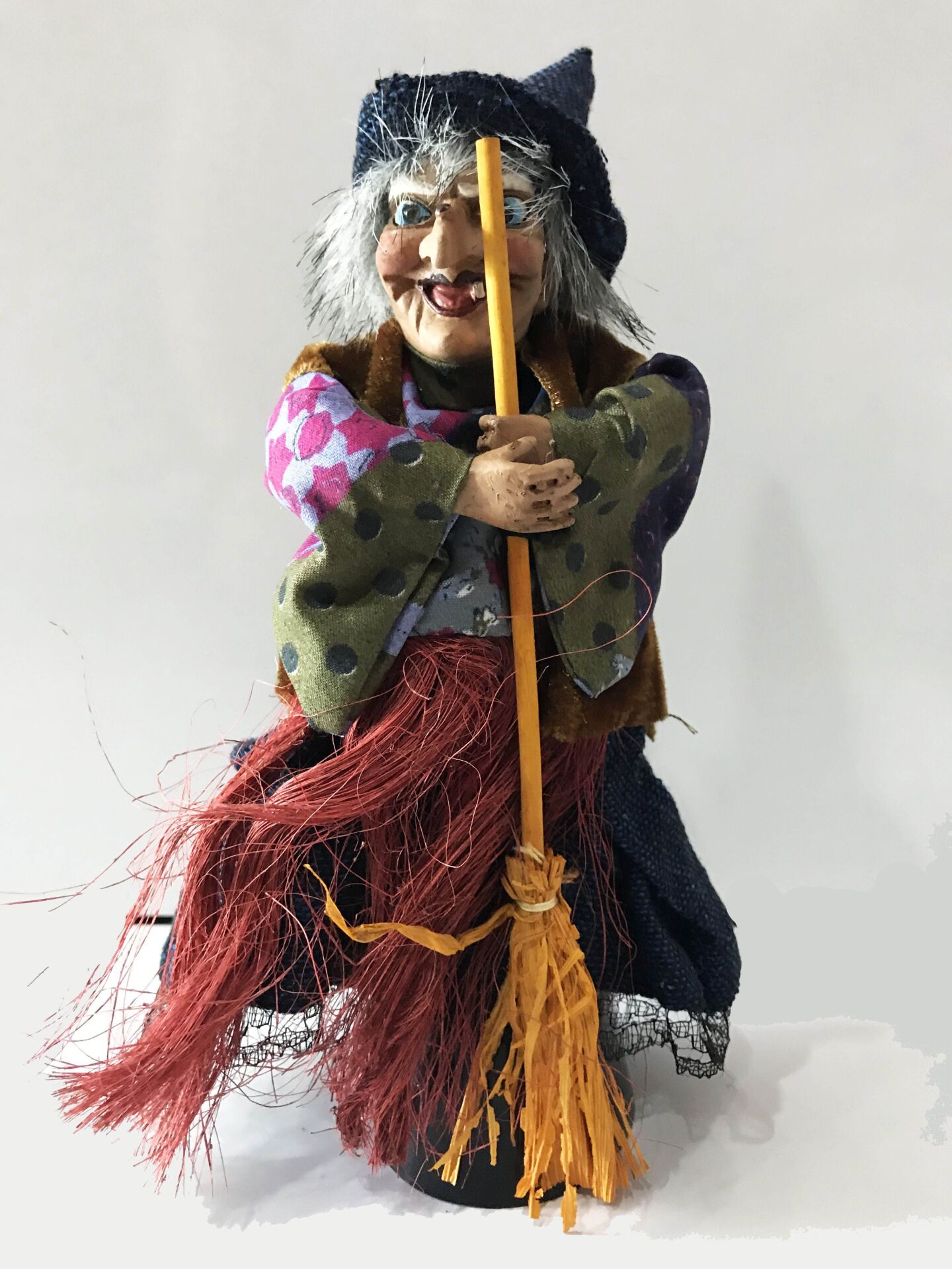 Sensörlü Sesli Işıklı Ayakta Duran Mavi Elbiseli Cadı 25 cm