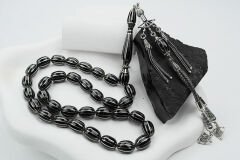  Oltu Taşı Beyzi Model On İkili Karpuz  Nakkaş İmame İşlemeli Tespih