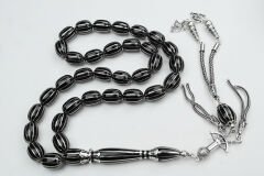  Oltu Taşı Beyzi Model On İkili Karpuz  Nakkaş İmame İşlemeli Tespih