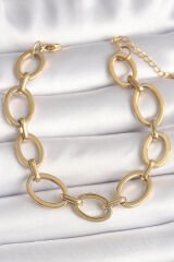 316L Çelik Gold Renk Halka Zincir Model Kadın Bileklik - TJ-BB6774