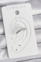 Pirinç Gümüş Renk Zirkon Taşlı Kadın Kıkırdak Model Küpe - TJ-BKP10569