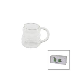 2PCS  ÜZÜM - KABARCIKLI KULPLU CAM BARDAK TERMİSİL - ISIYA DAYANIKLI BOROSİLİKAT350ML (4944)