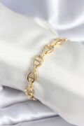 Pirinç Gold Renk Parçalı Zincir Model Kadın Bileklik - TJ-BB7966