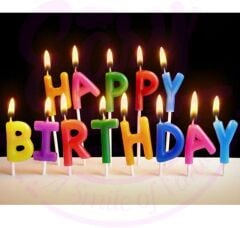 Rengarenk Happy Birthday Yazılabilen Doğum Günü Mumu (4944)