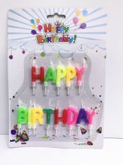 Happy Birthday Yazılabilen Rengarenk Doğum Günü Mumu (4944)