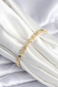 Pirinç Gold Renk Zirkon Taşlı Yonca Model Kadın Bileklik - TJ-BB7969
