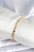 Pirinç Gold Renk Zirkon Taşlı Yonca Model Kadın Bileklik - TJ-BB7969