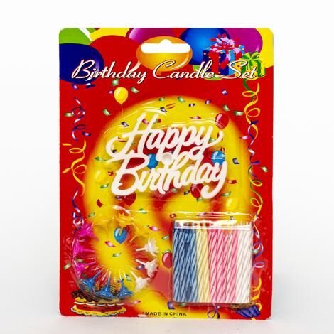 Rengarenk Mumlu Beyaz Happy Birthday Yazılı Doğum Günü Mumu 12 Adet (4944)