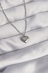 316L Çelik Gümüş Renk Kalp Model Love Kolye - TJ-BKO8932