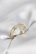 Baget Zirkon Taşlı Gold Renk İncili Kadın Yüzük - TJ-BYK4032