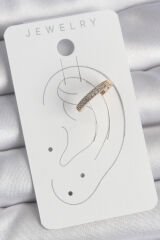 Pirinç Gold Renk Zirkon Taşlı Kadın Kıkırdak Küpe - TJ-BKP10583