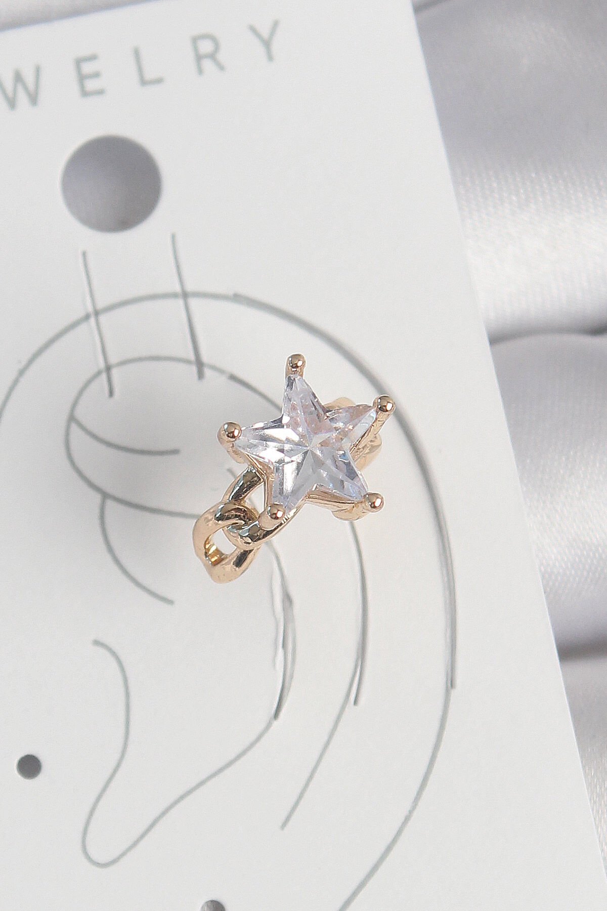 Pirinç Gold Renk Zirkon Taşlı Yıldız Model Kadın Kıkırdak Küpe - TJ-BKP10584